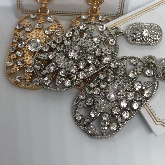 💋 Silver rhinestone or gold rhinestone Earrings - Picture 5 of 8